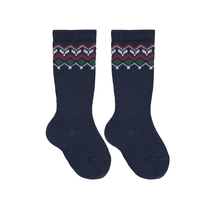 Calze lunghe in misto merino con bordo