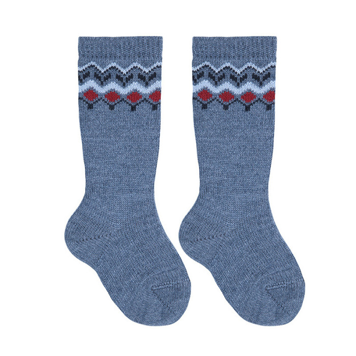Calze lunghe in misto merino con bordo