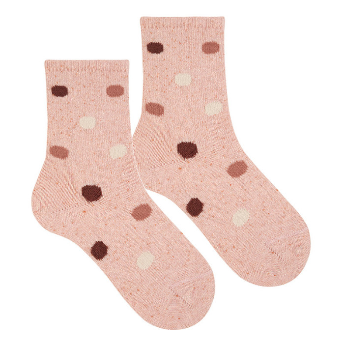 Calze tweed con pois colorati