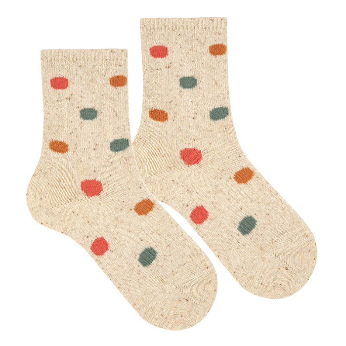 Calze tweed con pois colorati
