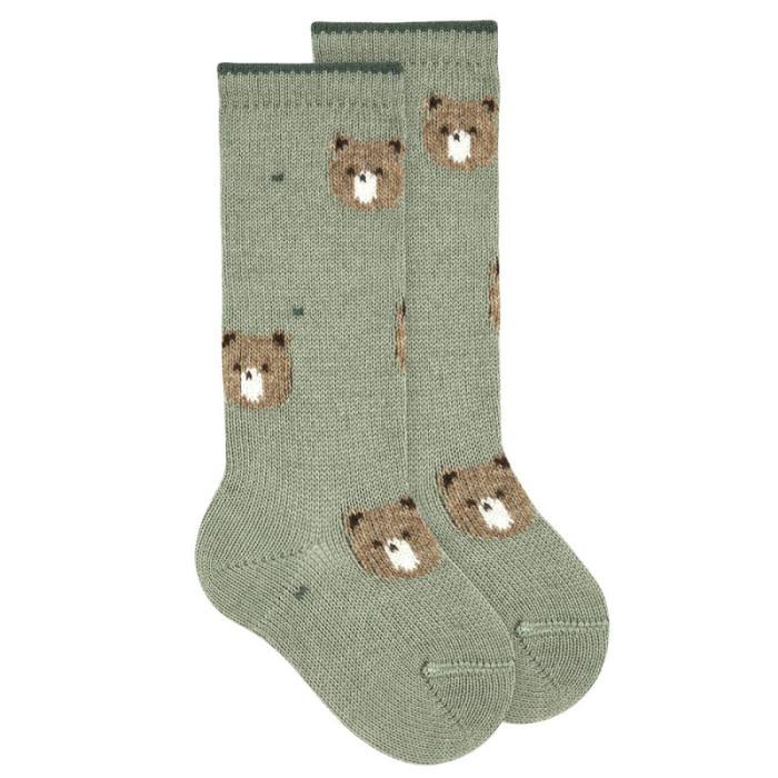 Calze lunghe in misto lana merino orsetto