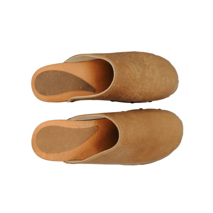 Zoccolo In Legno Con Tomaia In Pelle Imbottita Beige - 100% Fatto In Italia, Tacco 3.5 Cm - Foto 7