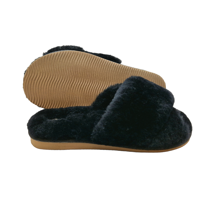 Stivali Pantofola Polar In Pelle Di Pecora Australiana Con Vera Pelliccia - Comfort Caldo Per Uomo - Nero (EU43/UK9)